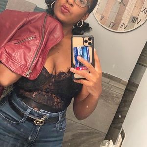 Black Lacey Bodysuit With Adjustable Straps.